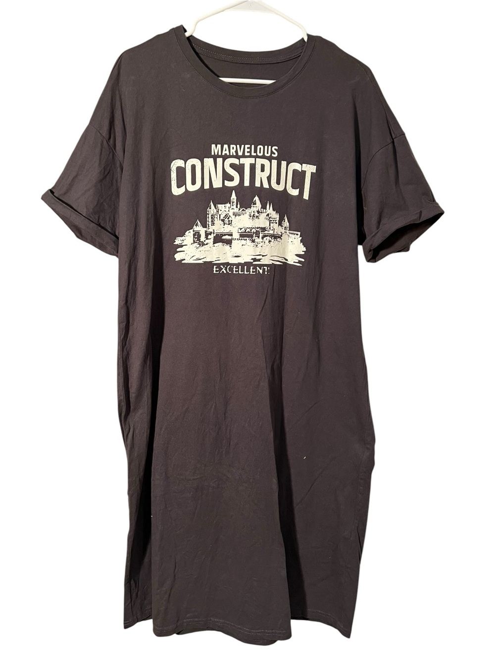 Dazy Women's Size XL Midi T-Shirt Dress Dark Gray White Marvelous Construct